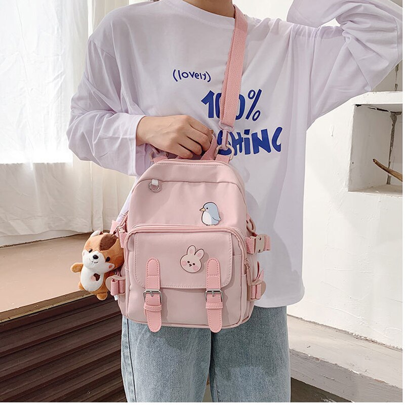 Korean Style Canvas Small Mini Backpack For Women Travel Backpack Leisure School Bag For Tennage Girl Shoulder Bag