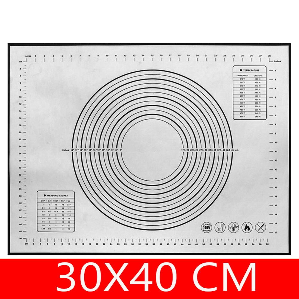Tapis de cuisson en Silicone antiadhésif avec echelle, tapis de pâte à rouler, tapis de pétrir, feuille de pâtisserie de cuisine: Black 30 40cm