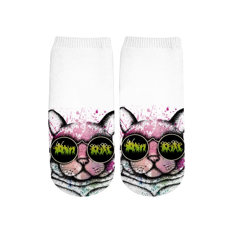 Plstar cosmos zomer kawaii 3d pussy cat katoenen sokken kleurrijke kunst dier warme cartoon korte enkelsokken mooi  -2: 3