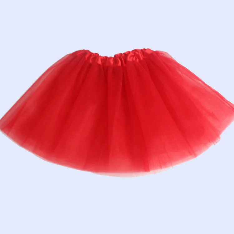 Jupe tutu élastique pour filles, vêtements de danse de Ballet, Mini jupe pour fête d'anniversaire, danse, 3 couches en Tulle pour enfants de 2 à 8 ans: Rouge