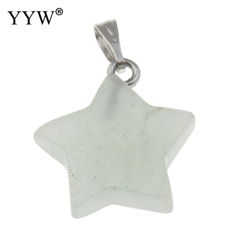 YYW Natural Real Stone Quartz Pendants Jewelry DIY Star Dangle Malachite Aventurine Sea Opal Rose Purple Crystal Stone Pendants: green aventurine