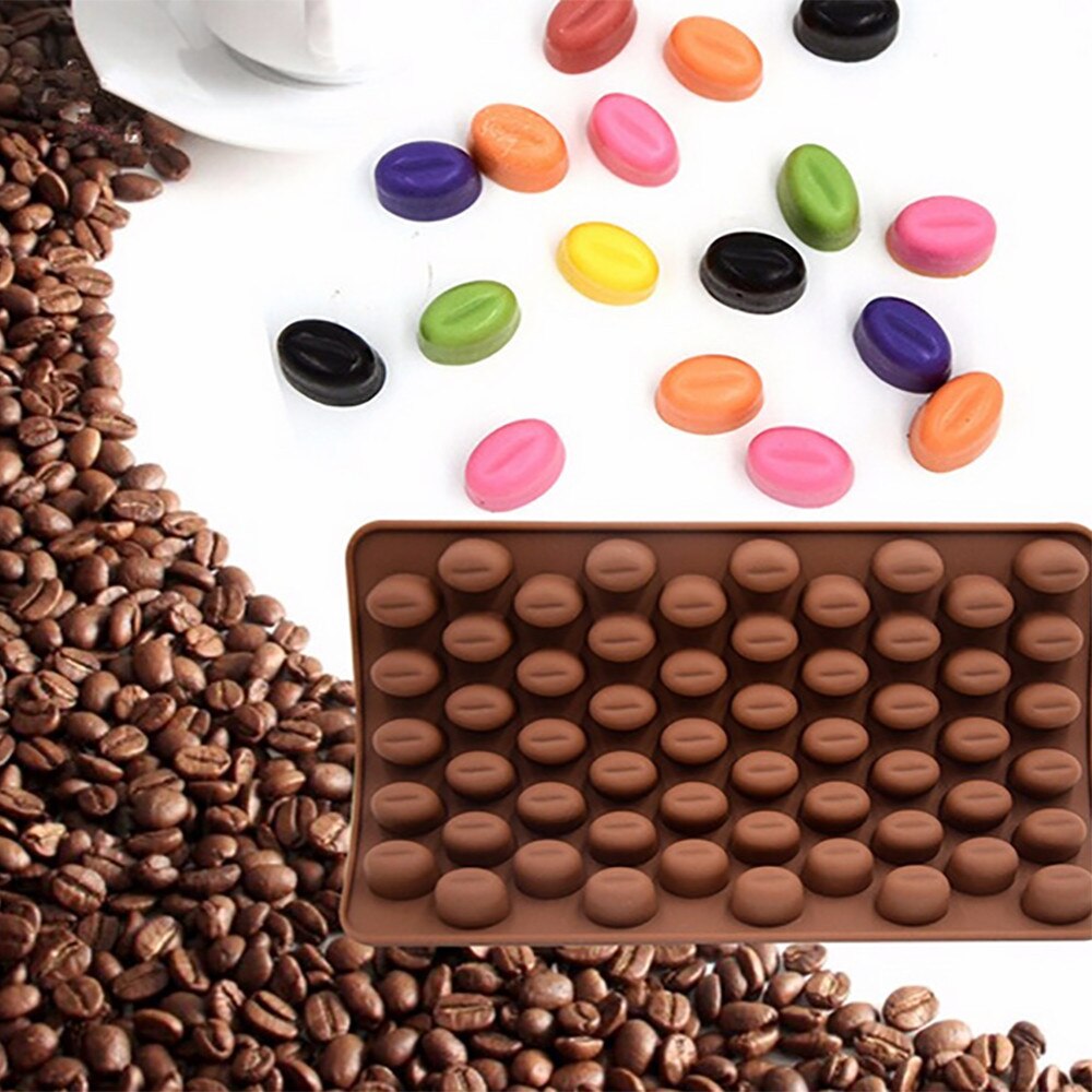 40 # Siliconen Mini Koffiebonen Chocolade Sugarcraft Sweets Candy Mold Handgemaakte Cake Decoratie Mold 55 Holte
