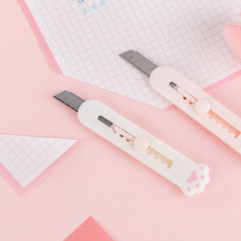 Mini cuchillo de conejo Kawaii, utensilio portátil, cortador de papel, papelería de oficina, abridor de sobre con pata de gatito