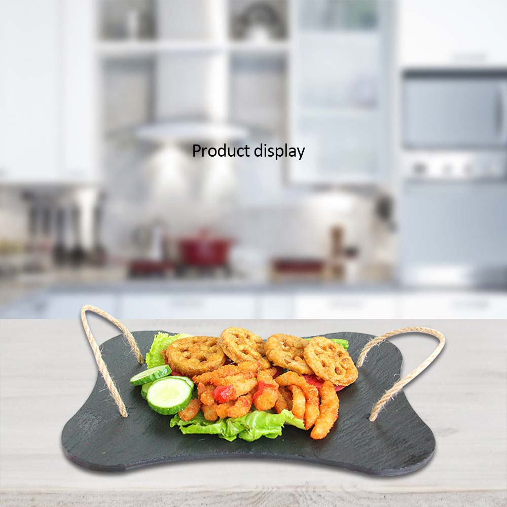 Placa de pizarra de personalidad creativa pizarra Irregular plato occidental estante para tartas restaurante suministros de cocina 29x18cm 20