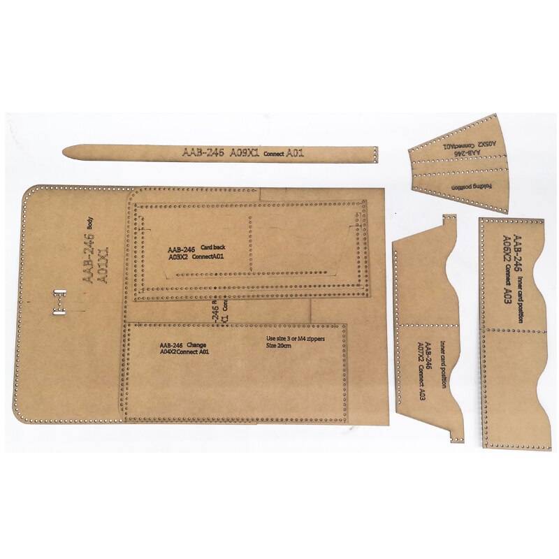 DIY Leather Craft Sewing Pattern Kraft Paper Template Women Envelope Clutch Purse Handbag Long Wallet Card Holder