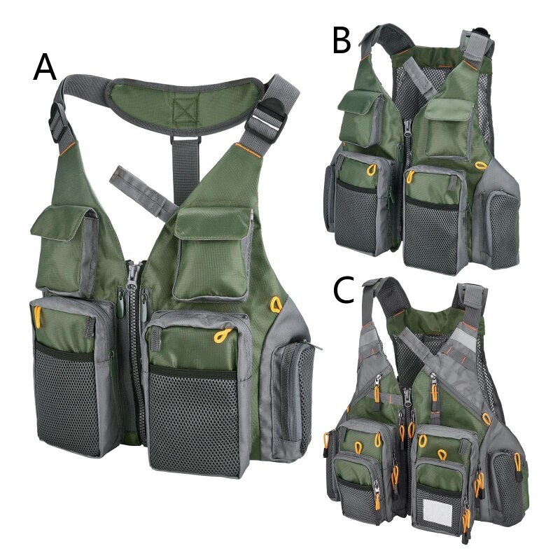 Breathable Fishing Vest Outdoor Sports Fly Swimming Adjustable Mutil-Pocket Packs Fishing Tackle Accessories Men Ladies
