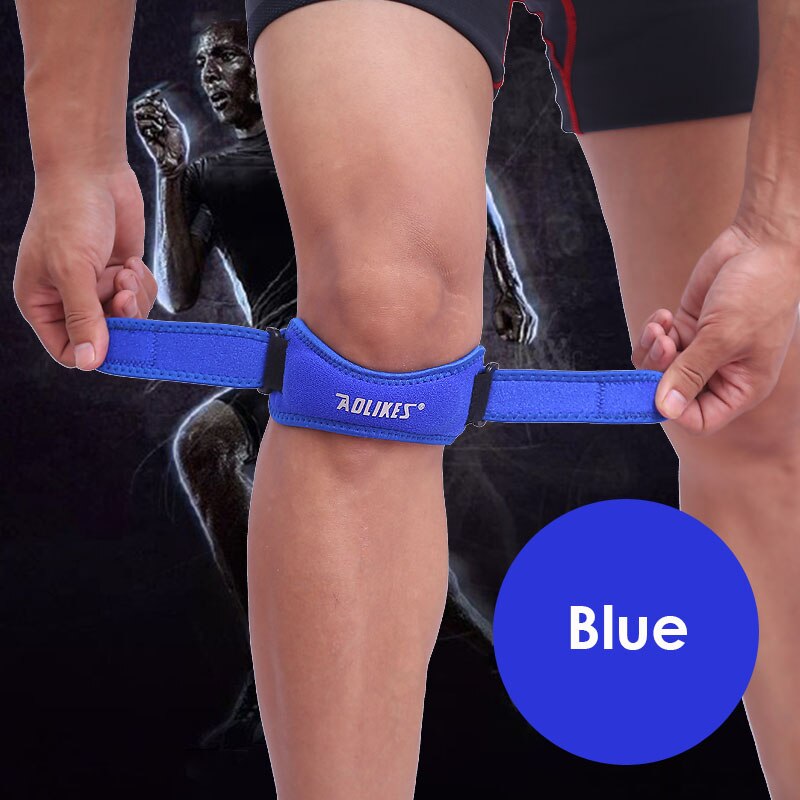 Aolikes sport dobbeltvirkende knæbånd støttebånd knæbøjlebeskyttelse smertelindring patella senebetændelse sundhed: Blå