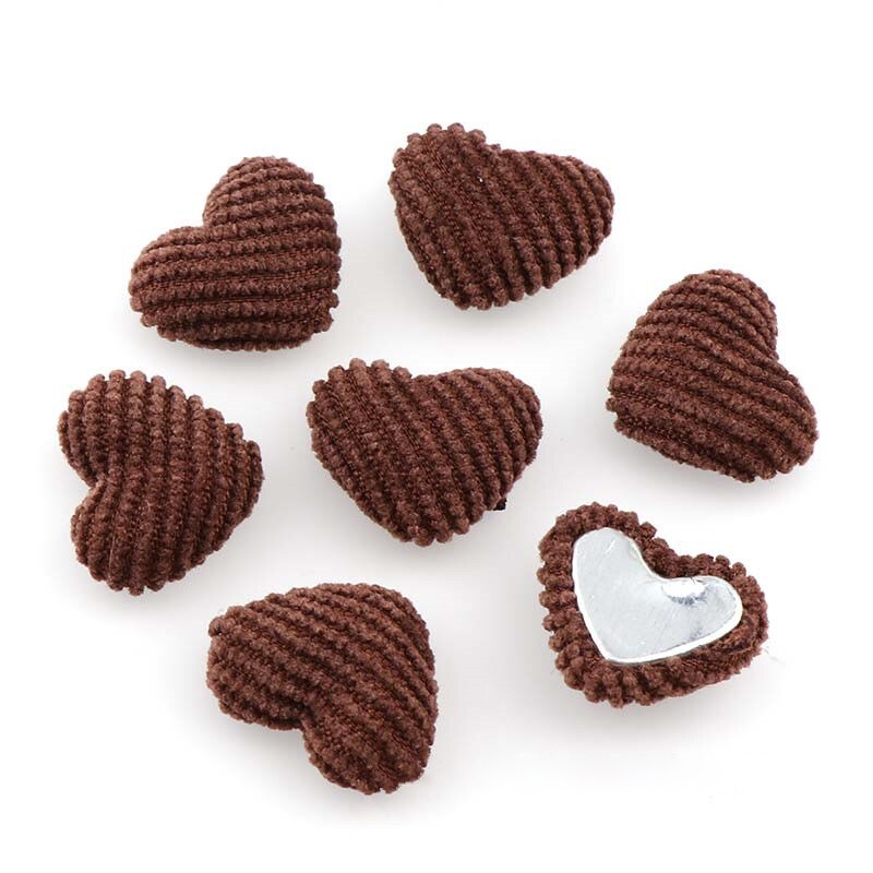 20 Uds. Botones de franela de corazones de colores, adornos para manualidades DIY, suministros para pendientes, Material para hacer joyas, accesorios, nociones de costura: Dark coffee
