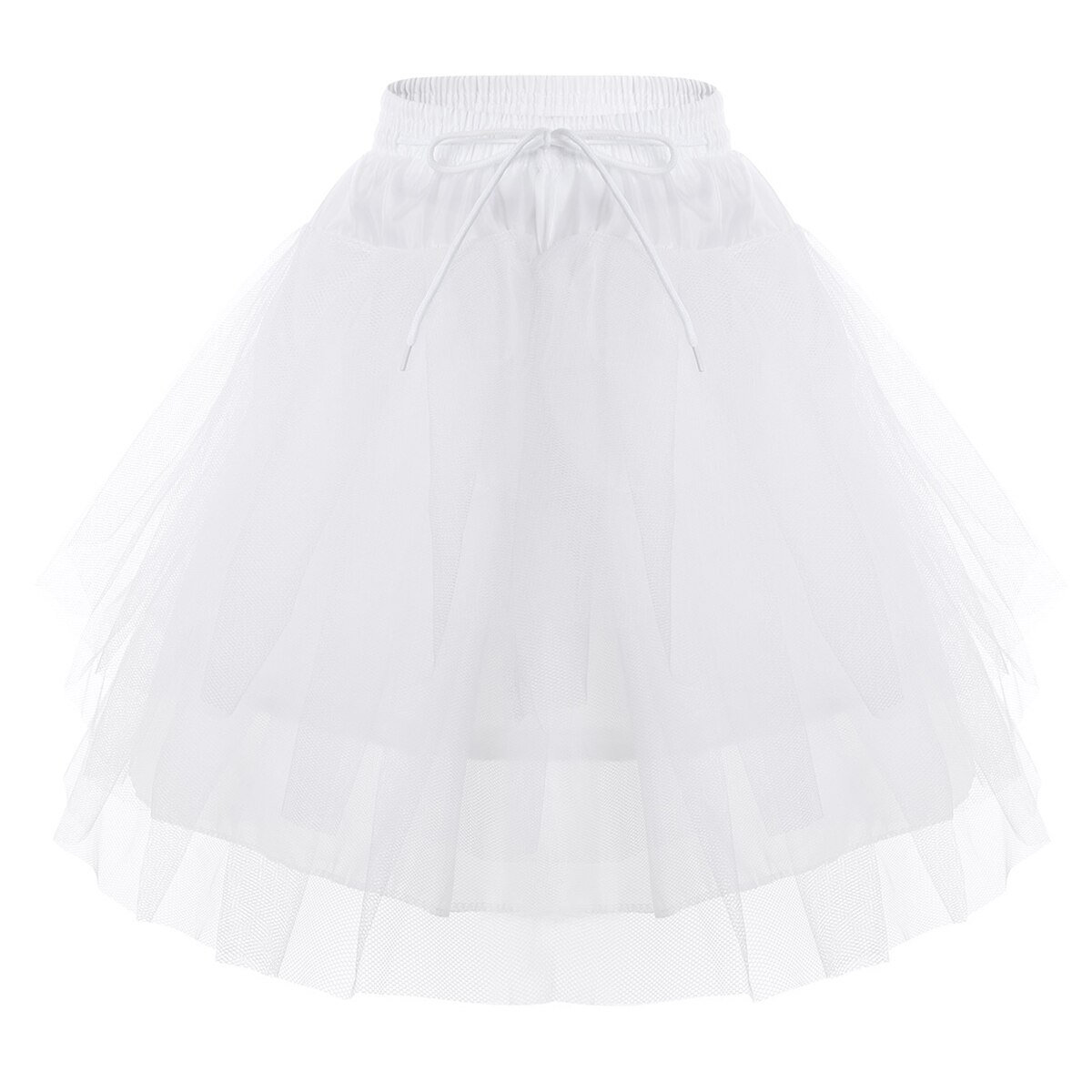 Iefiel børn piger båndløse 3 lag netting fluffy a-line underkjole underkjole crinoline slip til bryllup blomsterpiger underkjole: Hvid