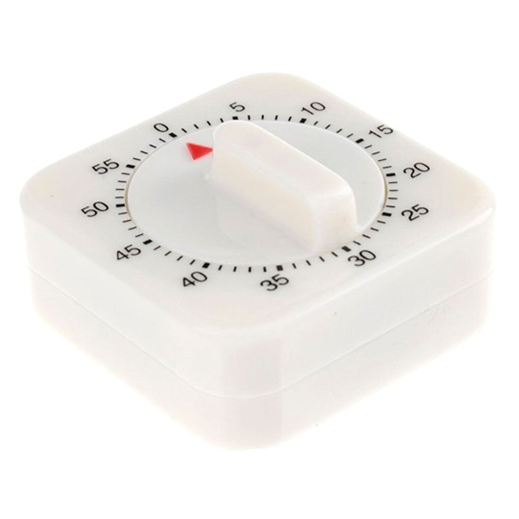 Portable 60 Minutes Kitchen Timer Count Down Alarm Reminder White Square Mechanical Timer Home Baking Tools