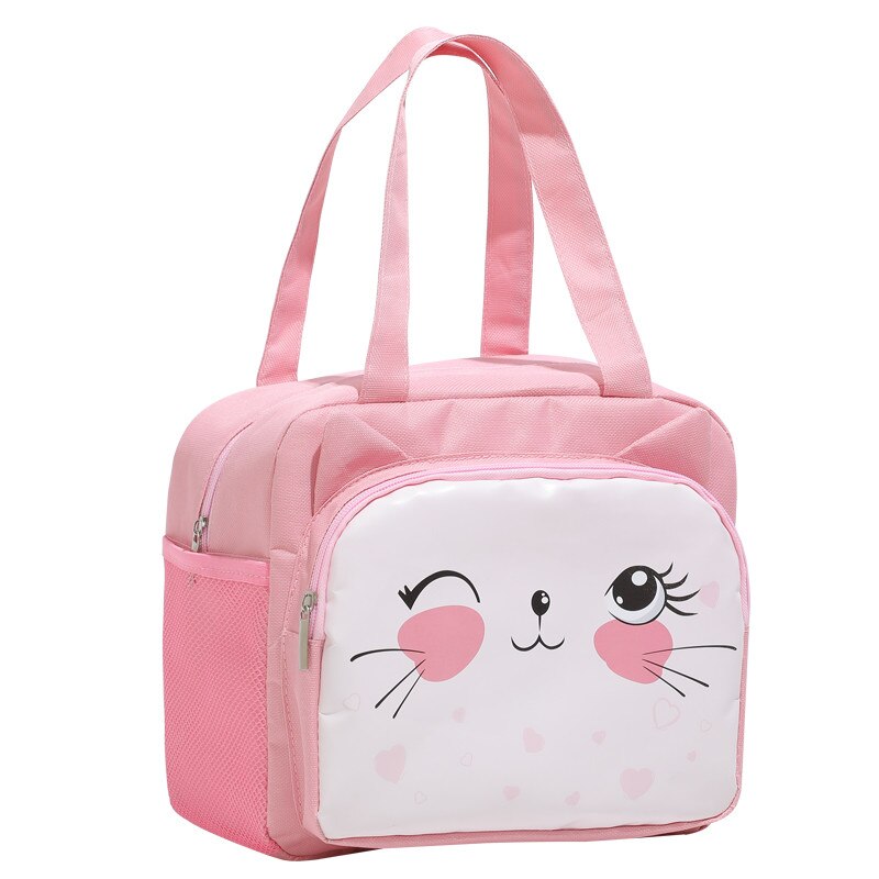 Bolsa térmica kawaii para mujer, bolsa de pícnic escolar con aislamiento térmico a prueba de agua para chico, bolso de almuerzo con asa, bolsa enfriadora portátil con dibujos animados: Naranja
