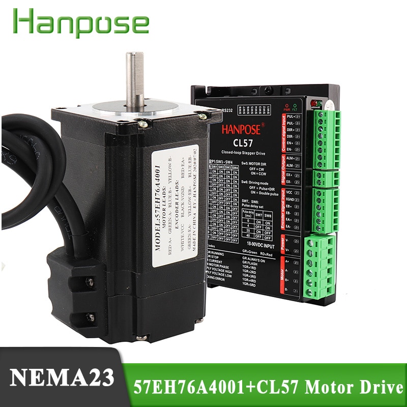 Hybrid Step-servo motor NEMA 23 4A 2.2N.m Stepper Motor 57EH76 + CL57 Closed Loop Servo Driver CNC Controller Kit