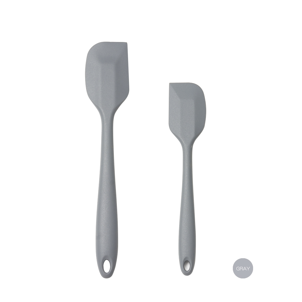 Juego de 2 espátulas flexibles de silicona de alimentaria para hornear, raspar y mezclar sin BPA, cocina antiadherente sin costuras y apta para lavavajillas: Grey