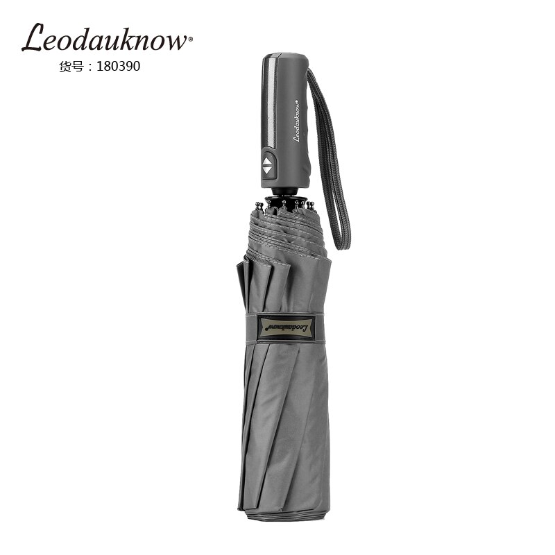 Leodauknow Premium Waterproof And Windproof Umbrella Car Umbrella Three Fold Umbrella Fully Automatic Men's and Women's Umbrella: gray