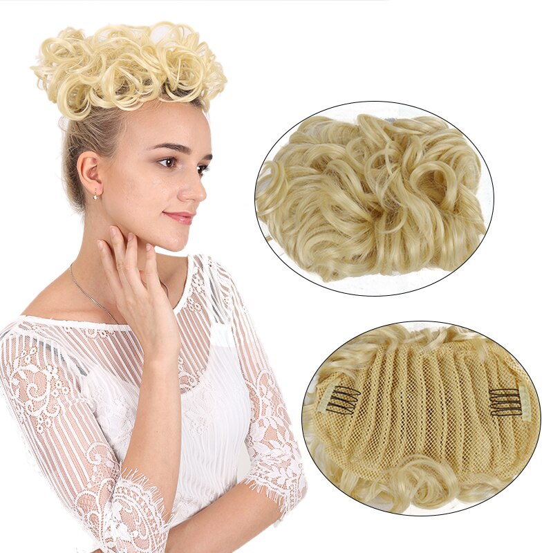 LUPU Messy Hair Chignon Black Brown Donut Updo Synthetic Hair Bun For Women Heat Resistant Fiber Hair Accessories