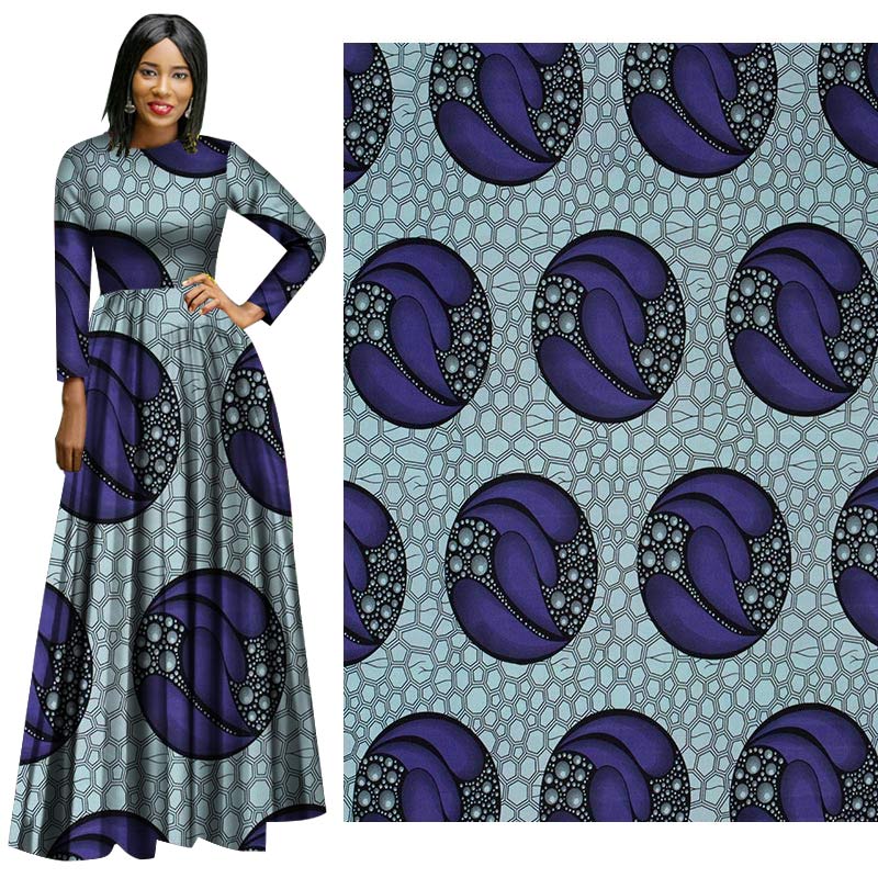 African fabric Blue Ring fabric All Cotton Digital Printing Fabric with Spot Width in Summer of tecido african wax: 01 / 6 yard