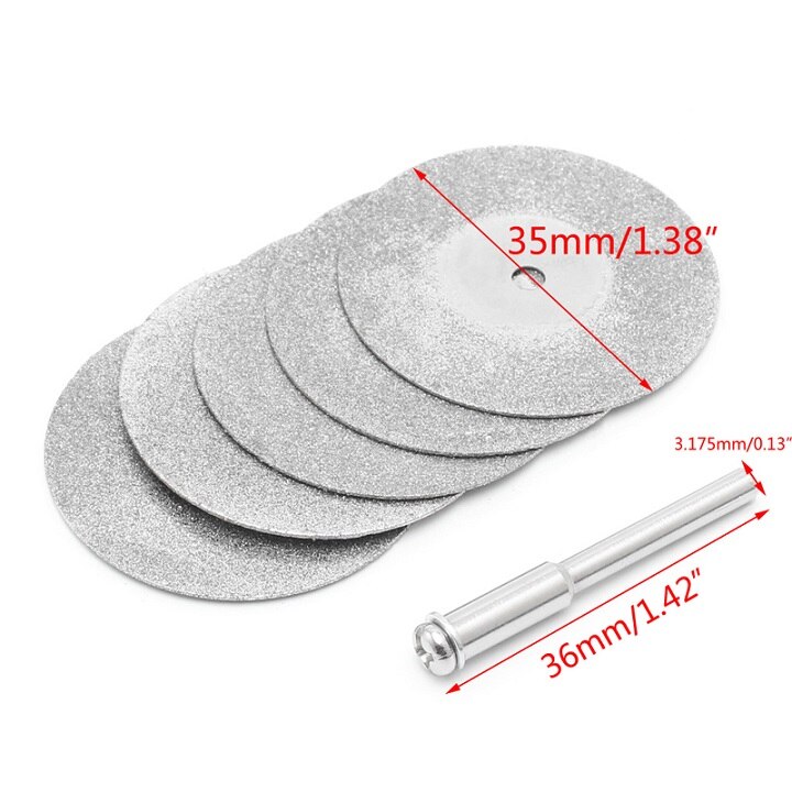 5pcs 50mm Diamonte Cutting Discs Drill Bit Shank For Rotary Tool Blade: 35mm
