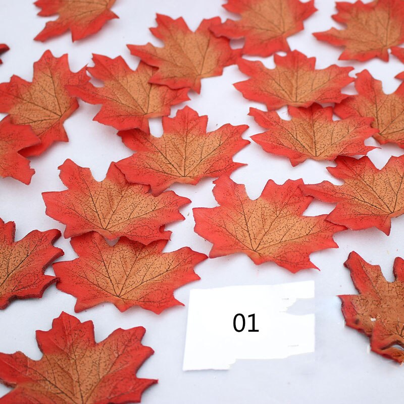 100Pcs Maple Leaves Artificial Leaves Simulation Halloween Autumn Leaves For Wedding Table Decorations Crafts Thanksgiving Day: Brown