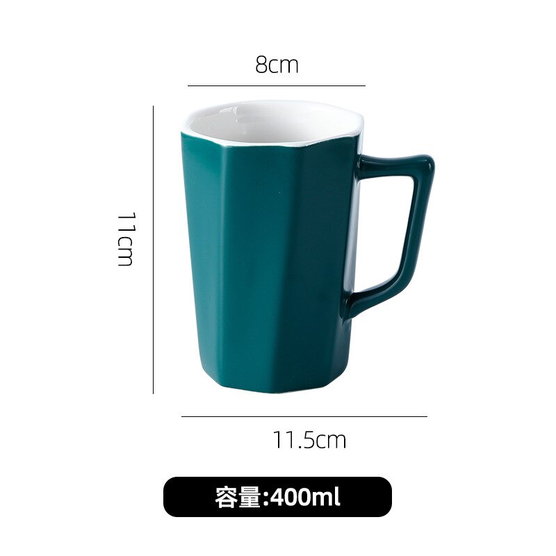 Celebrity Mark Cup Personality Trend Lovers Ceramic Spoon with Lid Large Capacity Office Coffee Cup for Men and Women: Green