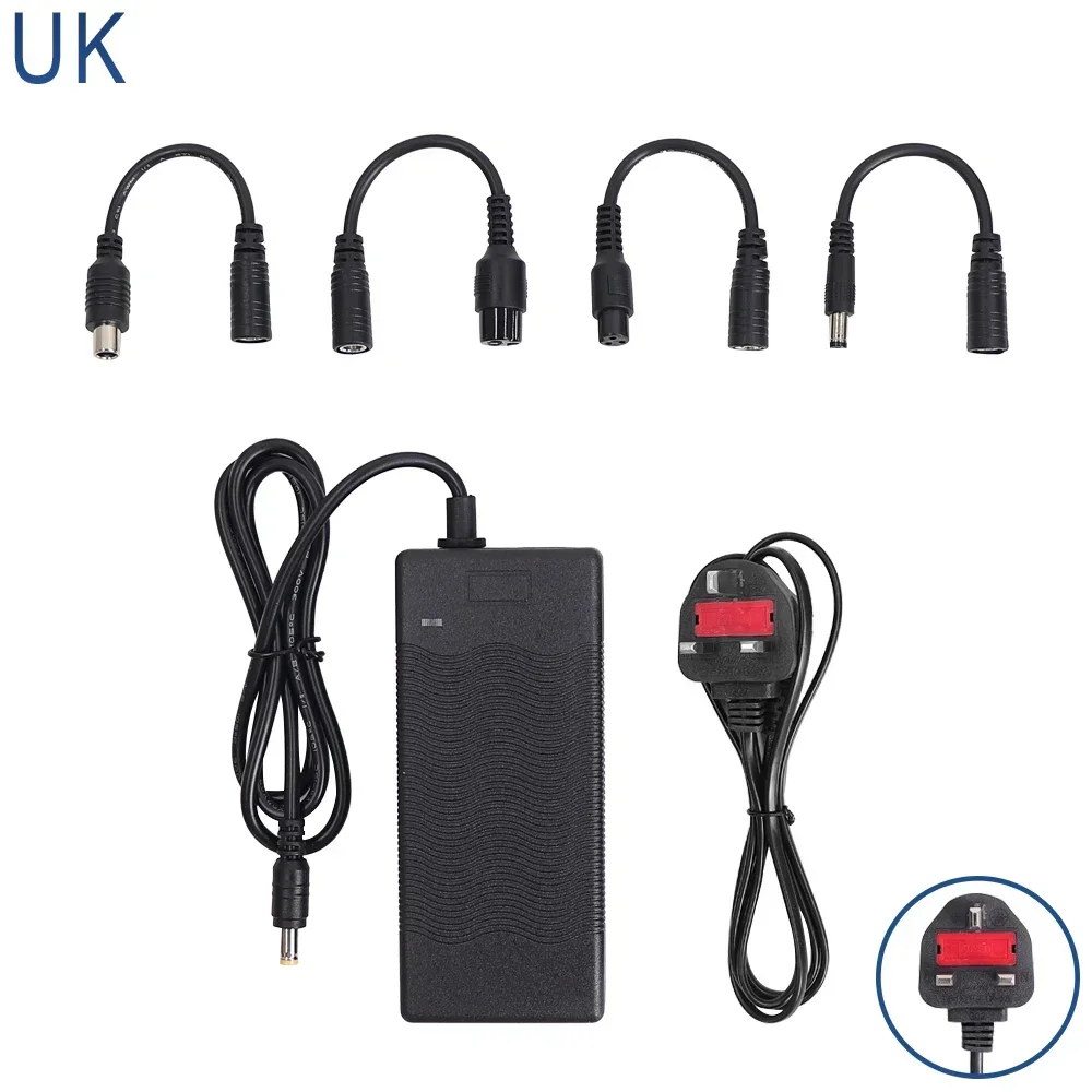 65W 42V 2A Battery Charger EU/AU/UK Plug with Connector Cable Adapter for Electric Scooter Charger Accessories: Yellow