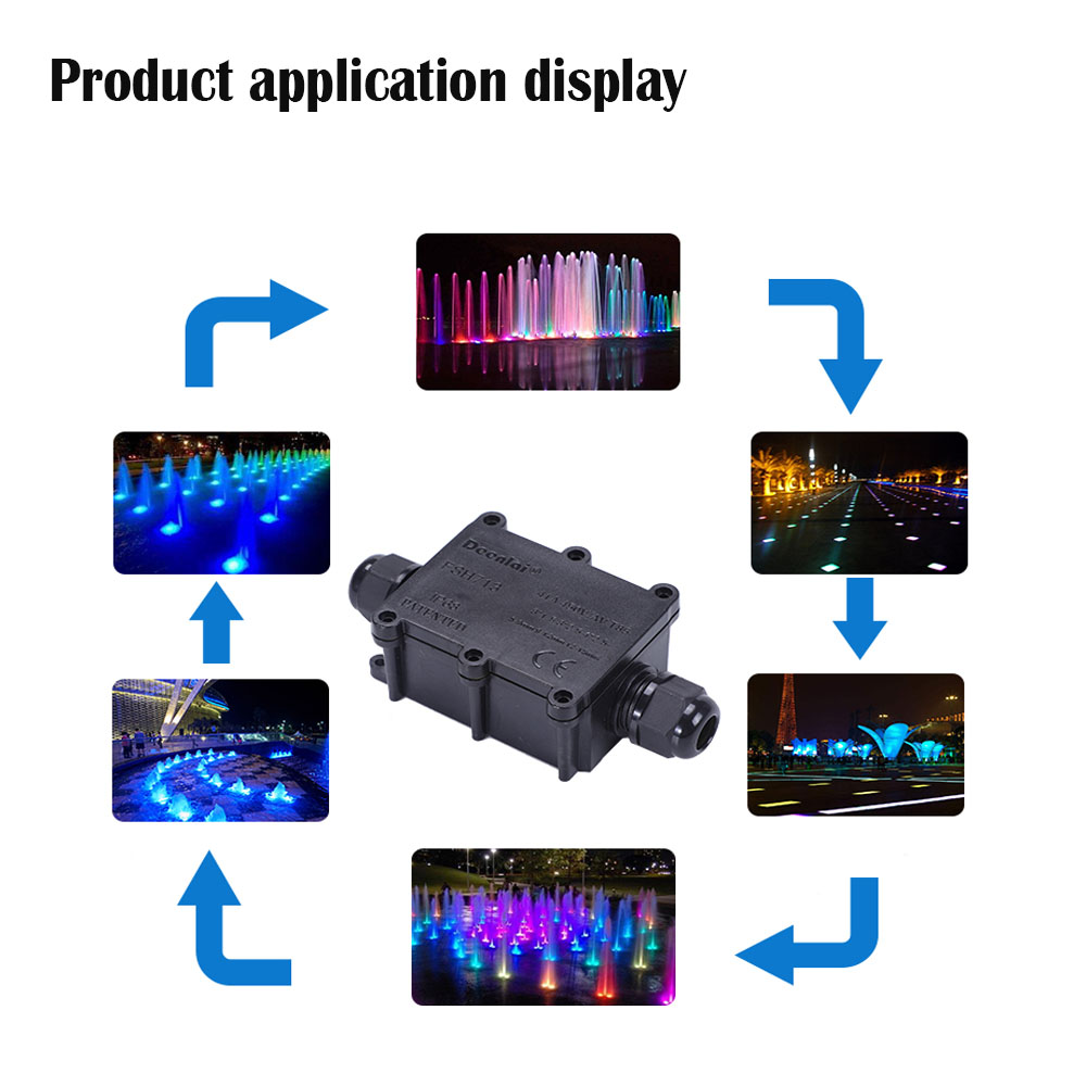 IP68 Waterproof Black Black Transparent Plastic Cable Wire Connector Gland Electrical 2-Cable Junction Box with Terminal