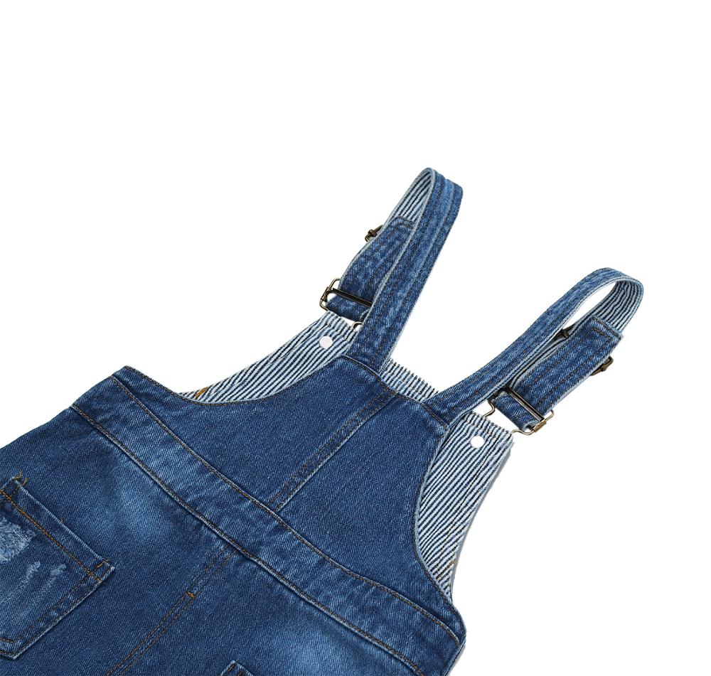 Kids Overalls 1-7T Zachte Rekbare Denim Ripped Gaten Jongens Meisjes Bib Jarretel Jeans Broek Kinderen Kleding Kleding chumhey