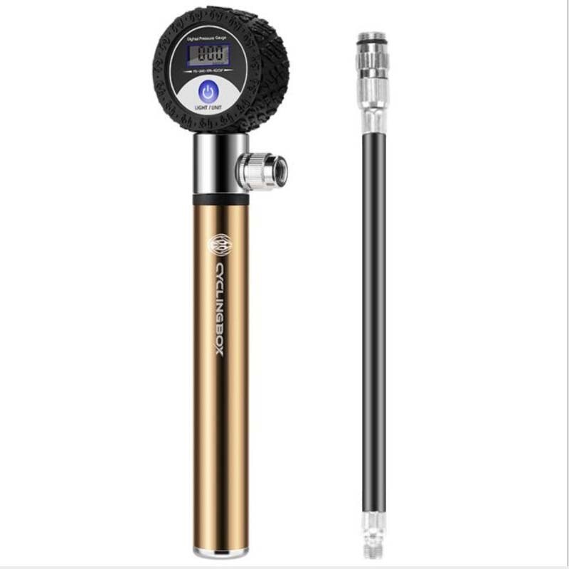 Pompa per bicicletta ad alta pressione montagna bicicletta bellezza bocca francese mini LCD pompa ad aria riparazione pneumatici accessori per biciclette in lega di alluminio: oro