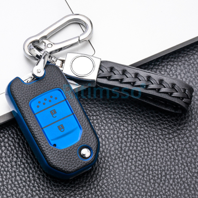 Tpu Key Cover Case for Honda CRV Pilot Accord Civic Car Shell Auto Key Keychain Keyring: Blue A
