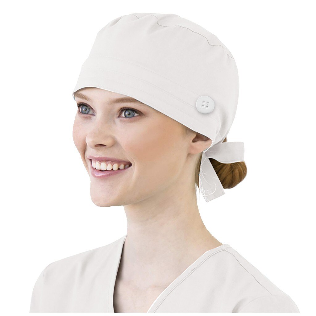 Vrouwen Katoen Yoga Bandage Verstelbare Cap Zweetband Bouffant Hoed Mannen Gorros Quirofano Mujer Verpleegkundige Uniform Hoed Accessoires #3: White 