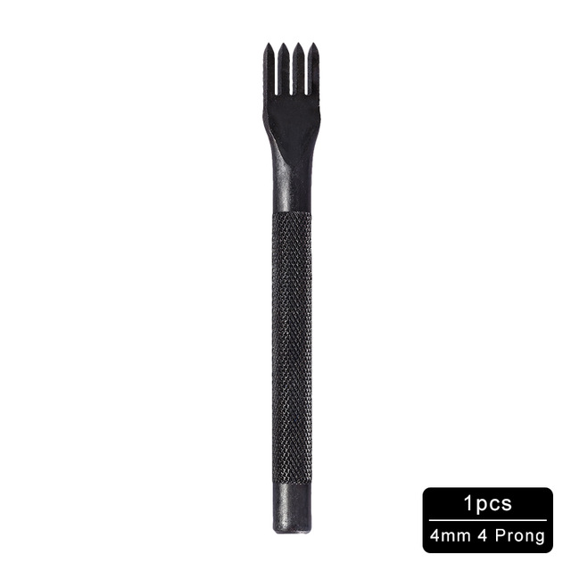 Jiwuo-punzón de costura con agujeros de cuero de 3-4mm, herramienta de costura hecha a mano, 1/2/4/6 puntas, Arte de cuero, bolsa de cuero, herramientas artesanales: 4mm 4Prong