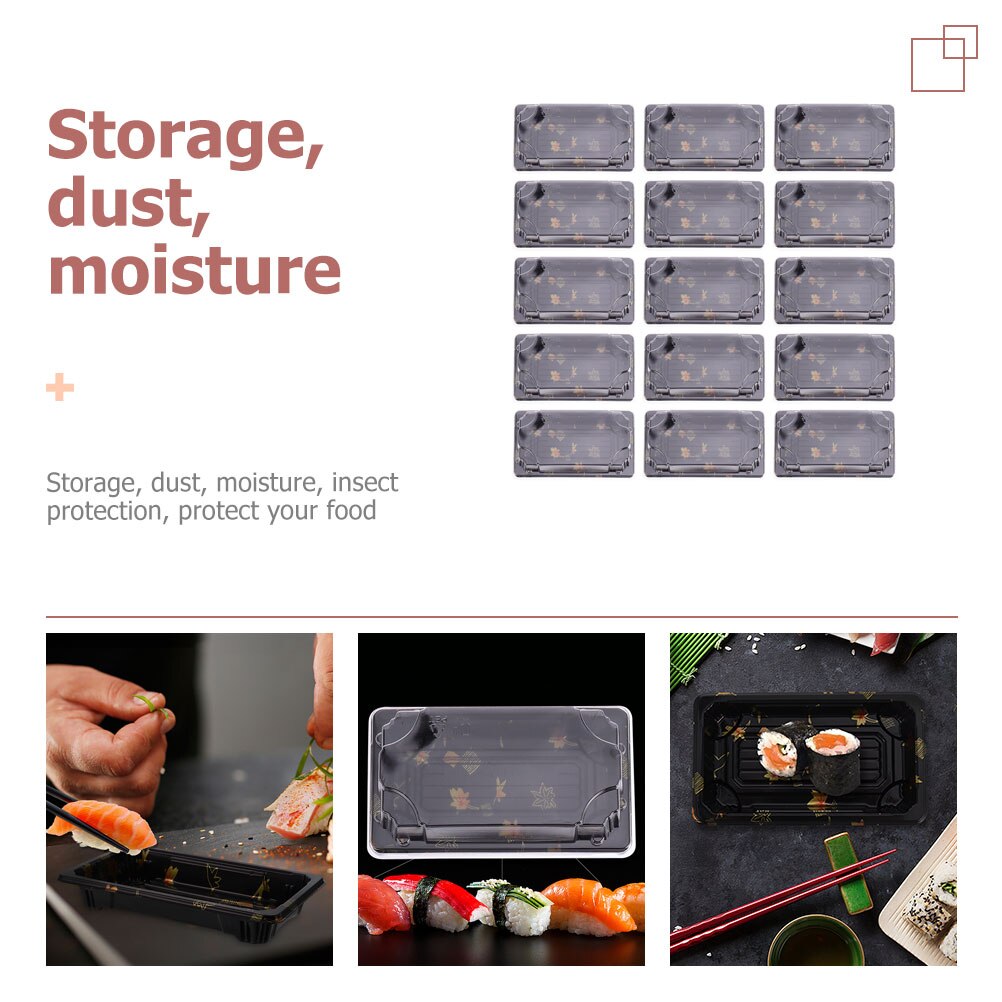 25pcs Sushi Take-out Box Disposable Rectangle Printing Take out Container
