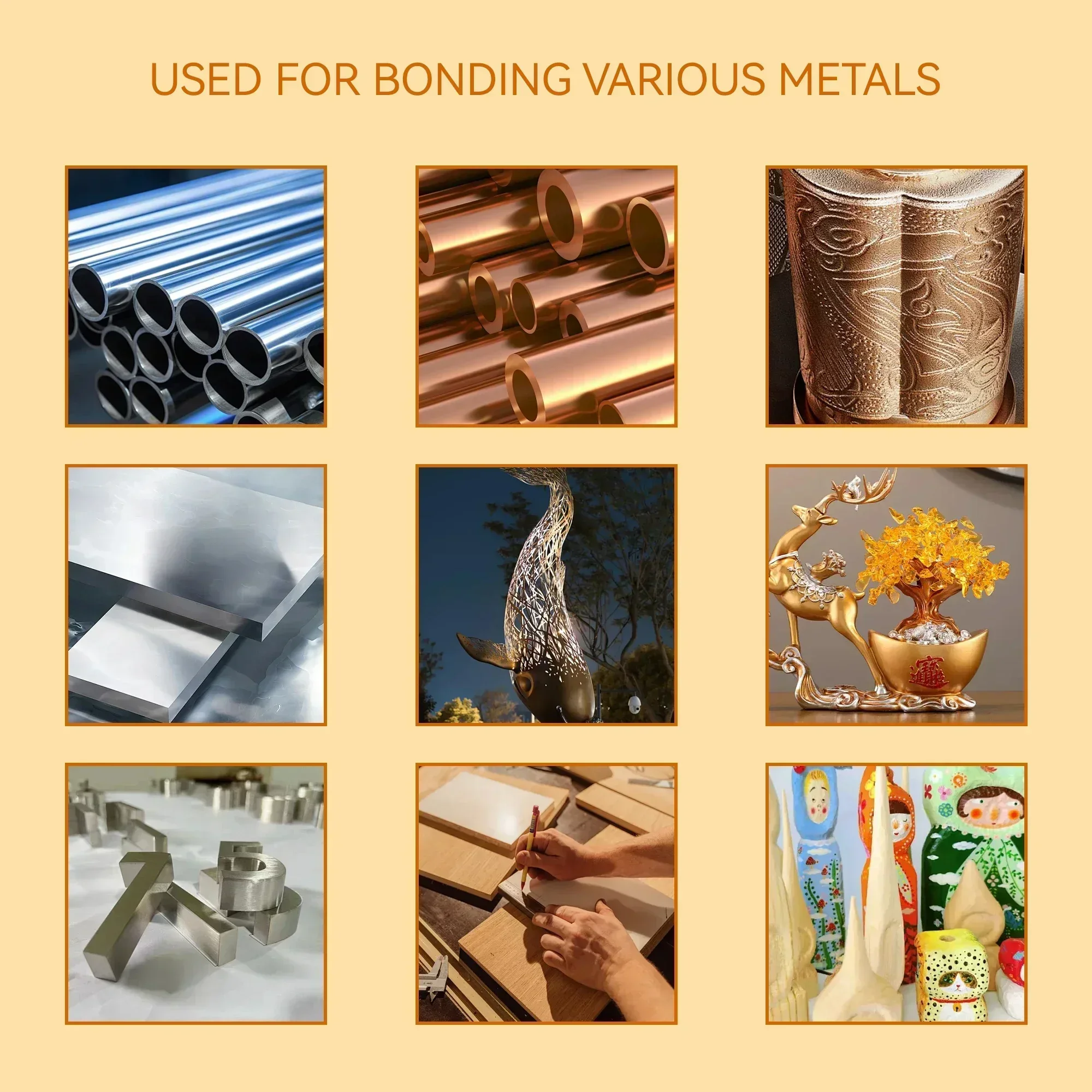Pegamento metálico fuerte instantáneo para unión mutua de metal, aleación de aluminio y cobre, adhesivo de hierro de aleación de zinc 180 ℃ Resistente a la temperatura