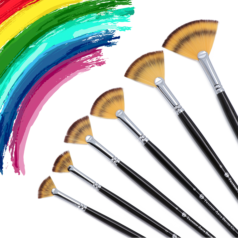 1Pc Nylon Hair Fan Brush Pen Wooden Handle Acrylic Water Oil Painting Artist Brush Oil Painting Drawing Crafts