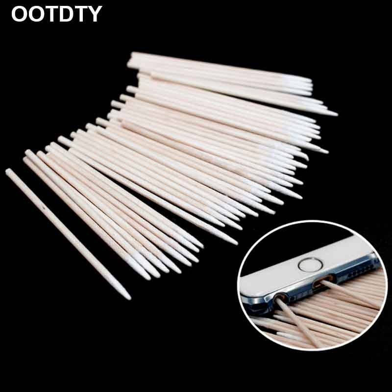 100Pcs Katoen Wegwerp Stok Schoon Tool Voor Airpods Oortelefoon Telefoon Lading Poort