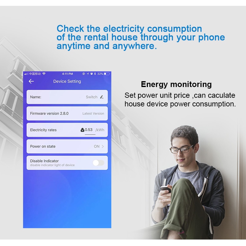 1p enfaset din-skinne wifi smart energimåler strømforbruk kwh meter wattmåler med alexa for smarthus
