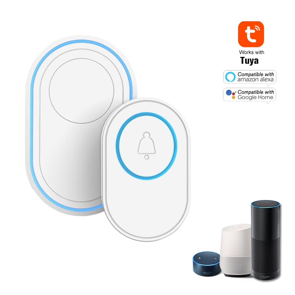 Tuya – sonnette intelligente sans fil wi-fi 433MHz, hôte d'alarme, Kit de sonnette avec carillon pour l'extérieur et l'intérieur: Tuya Kit 1 / PRISE AMÉRICAINE
