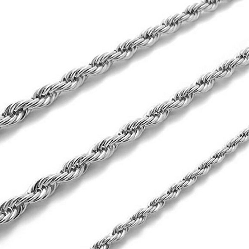 2-4MM Silver plated Twisted Rope Chain For Women Men Silver Choker Necklaces Jewelry 16-30 Inches
