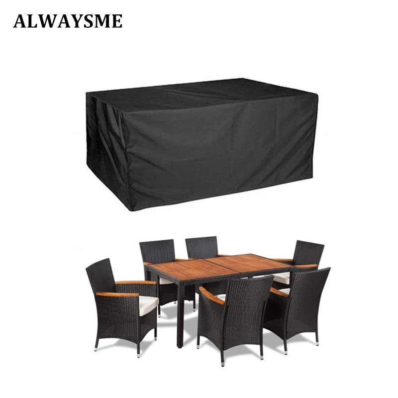 Alwaysme rektangulär utemöbler täcka bord och stol set överdrag vattentätt för utomhus trädgårdsmöbler vård