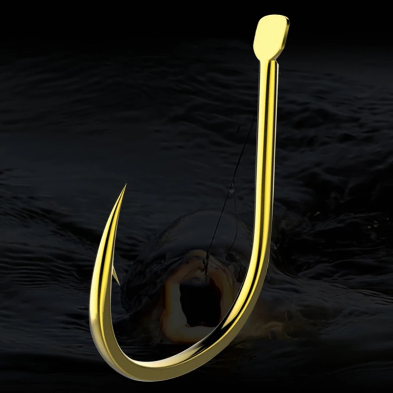 Anzuelos de pesca japoneses de boca torcida, accesorios de aparejos de pesca de carpa, con púas doradas y negras,-13 #1 #, 100 unids/caja: 4 / Golden 100pcs box