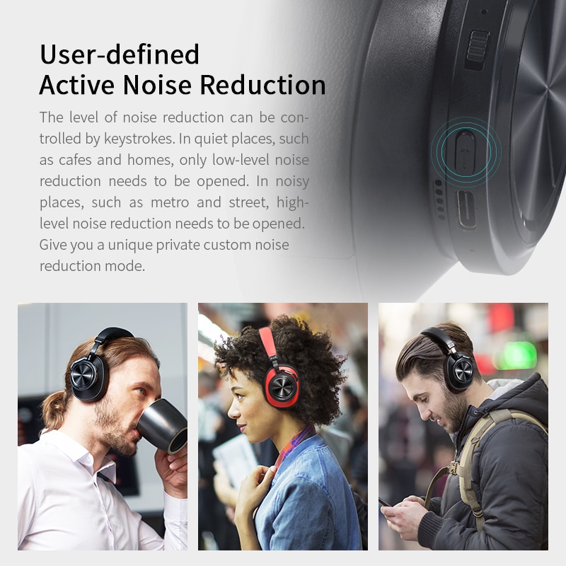 Bluedio T7 auriculares inalámbricos con Bluetooth auriculares con cancelación activa de ruido definido por el usuario para teléfonos y música