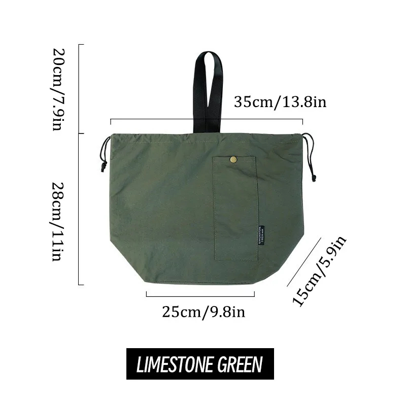 Japanese Korean Lunch Bag Cotton Canvas Large Solid Color Drawstring Portable Thermal Insulated Picnic Storage Bento Box Bag: Beige