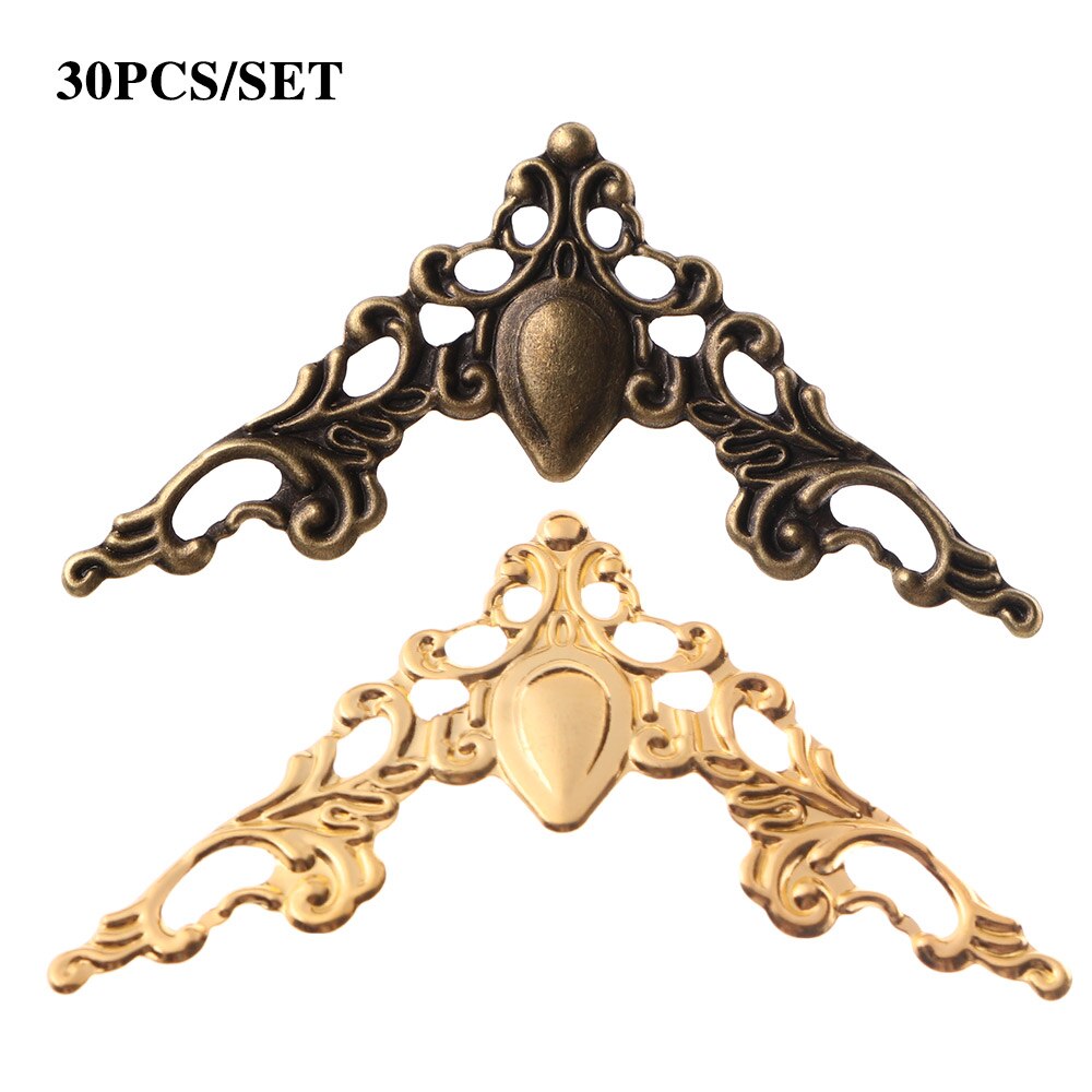 30PCS Metal Angle Corner Brackets Gold Bronze 40mm Notebook Cover for Menus Photo Frame Furniture Decorative Protector