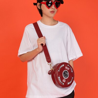 Kiitos Life auténtico motivo bordado redondo de cuero cruzado bolsa de cintura para mujer TANTO