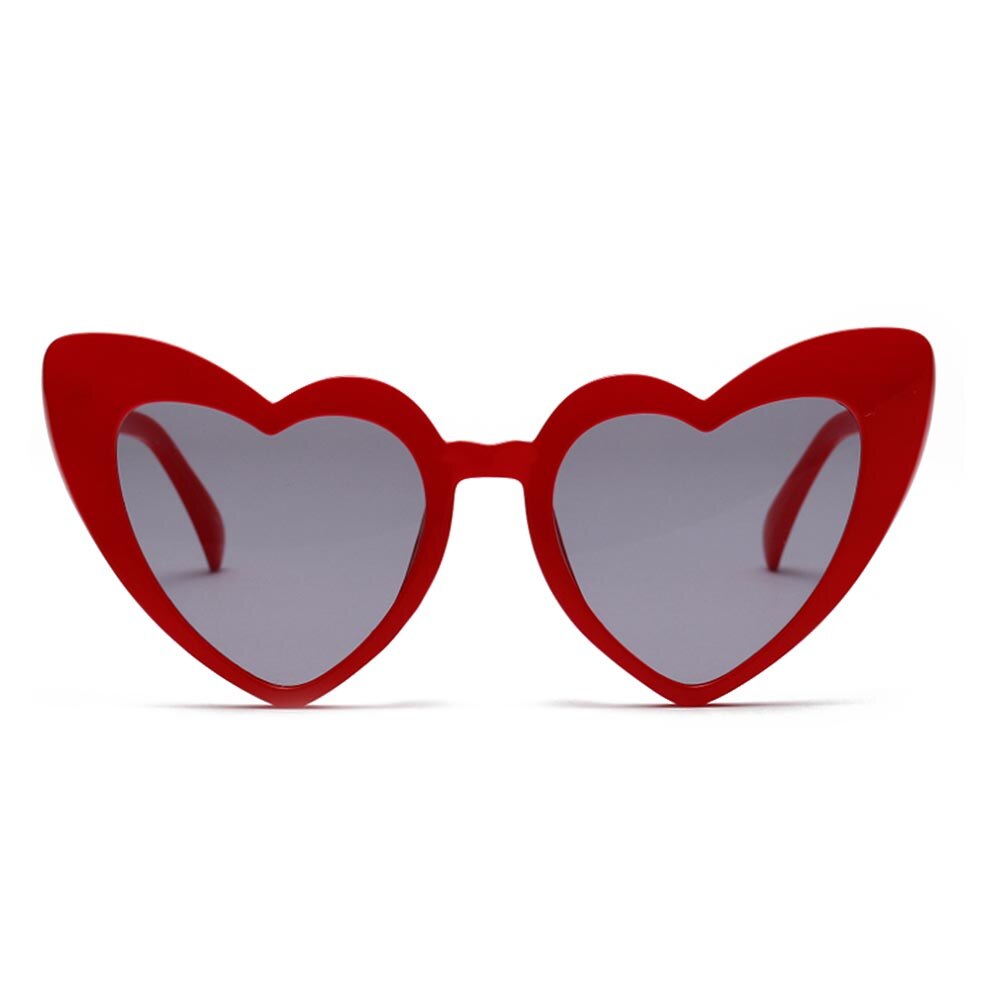 Hart Zonnebril Vrouwen Cat Eye Zonnebril Retro Liefde Hart Vormige Glazen Dames Winkelen Driver Bril: Rood