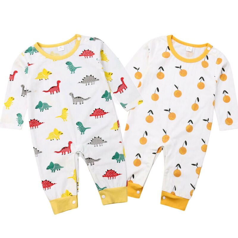Newborn Baby Boy Girl Dinosaur Romper One Piece Long Sleeve Cute Jumpsuit Clothes Outfit Spring Casual Toddler Infant Clothing