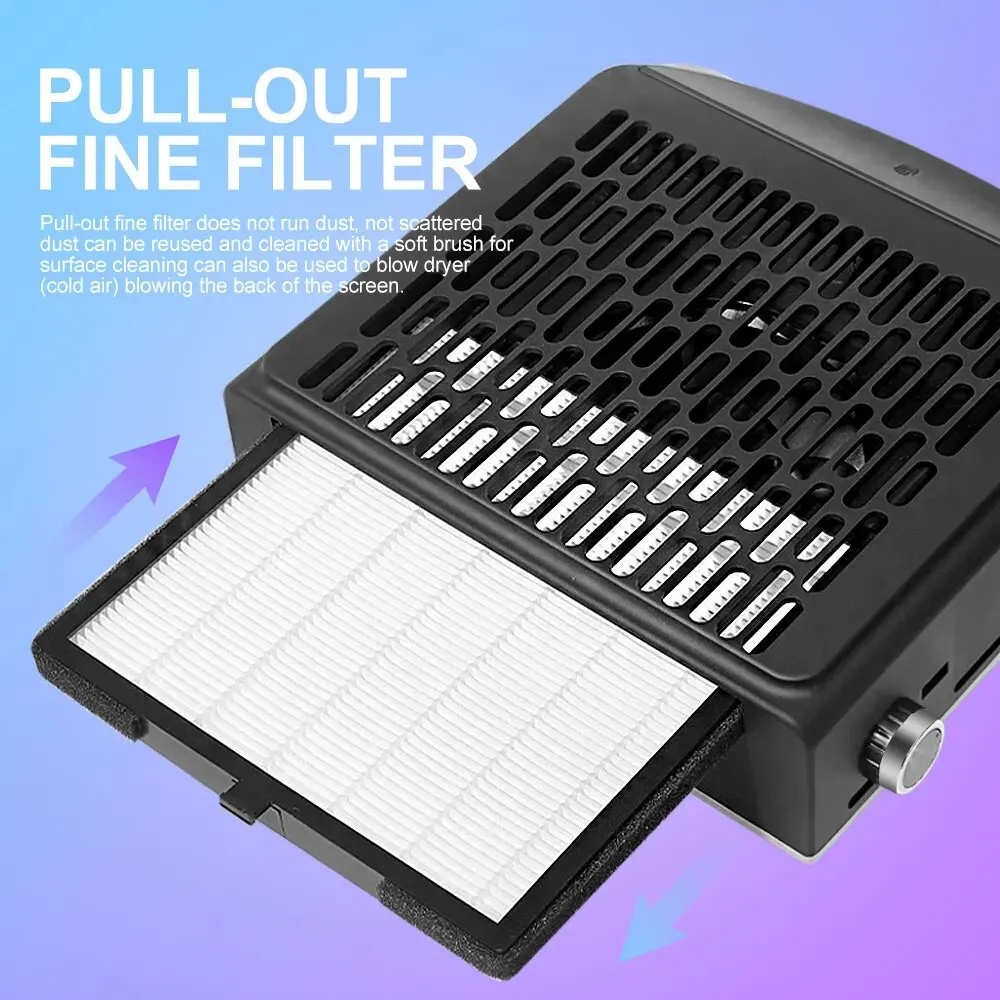 100W krachtige nagelstofafscheider absorber voor manicure geluidsarm professionele nagelstofzuiger stofafzuiger voor acryl