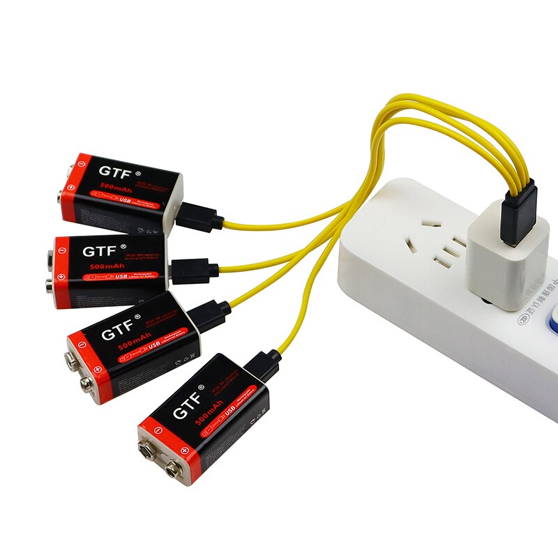 9V 500mAh li-ion Rechargeable battery Micro USB Batteries 9 v lithium for Multimeter Microphone Toy Remote Control KTV use: 500MAH Yellow Cable