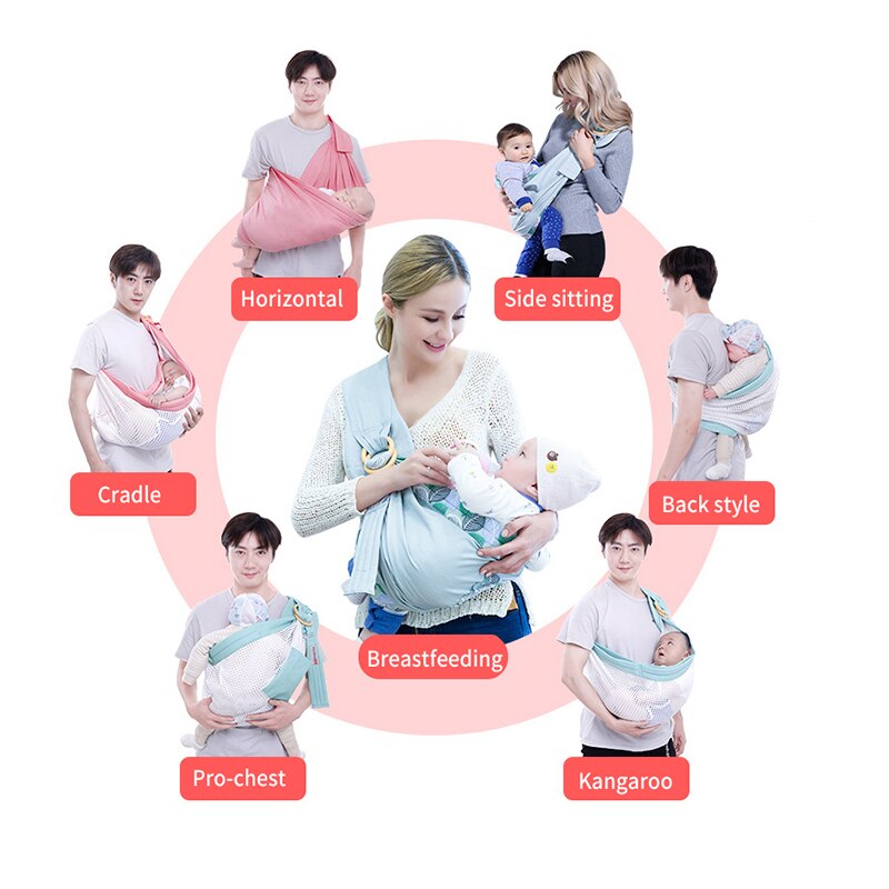 Baby Wrap Ring Sling Baby Carrier Backpack Nursing Cover for Infants Toddlers Soft Natural Wrap Breathable Cotton Kangaroo Bag