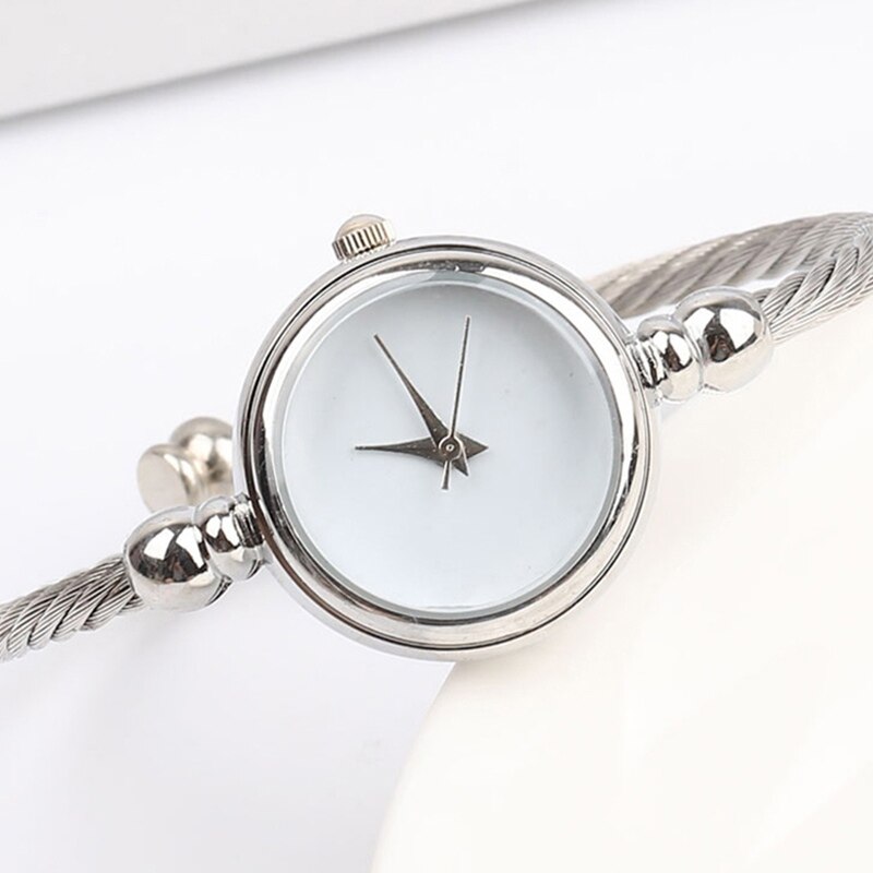 Unique Women Bracelet Watch Little Smooth Dial Top Luxury Silver Slim Strap Korean Retro Art Female Clock Quartz Watch Hour: SW