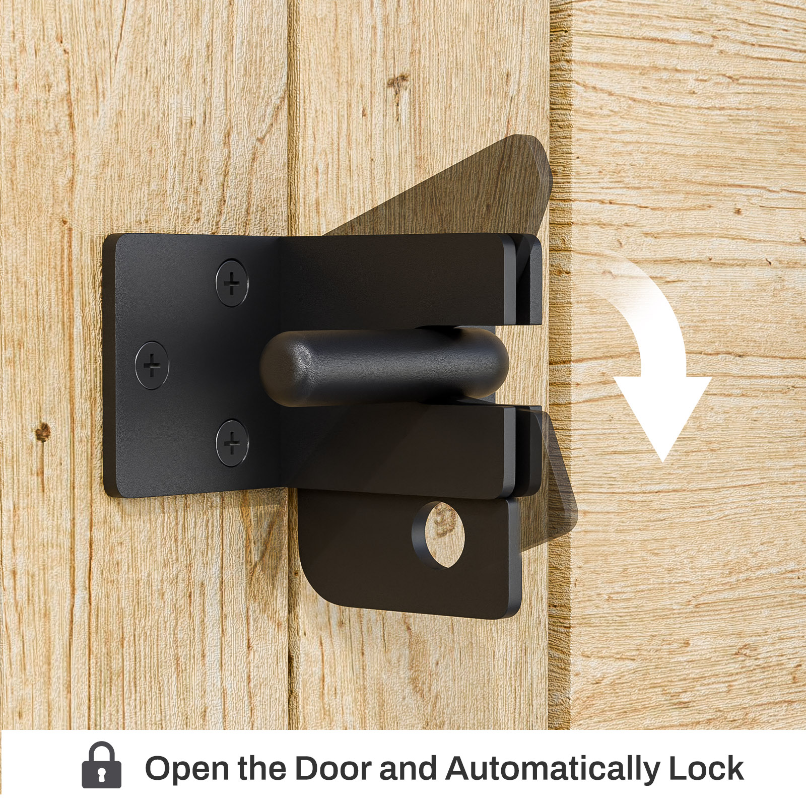 Pestillo de puerta automático para valla de madera, cerradura de puerta autoblocante, palanca de gravedad para puerta de valla de madera, pestillos de puerta, negro